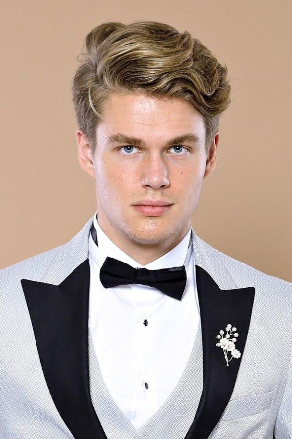 Nokta Desenli Çıkma Yaka Damatlık Wessi - 6