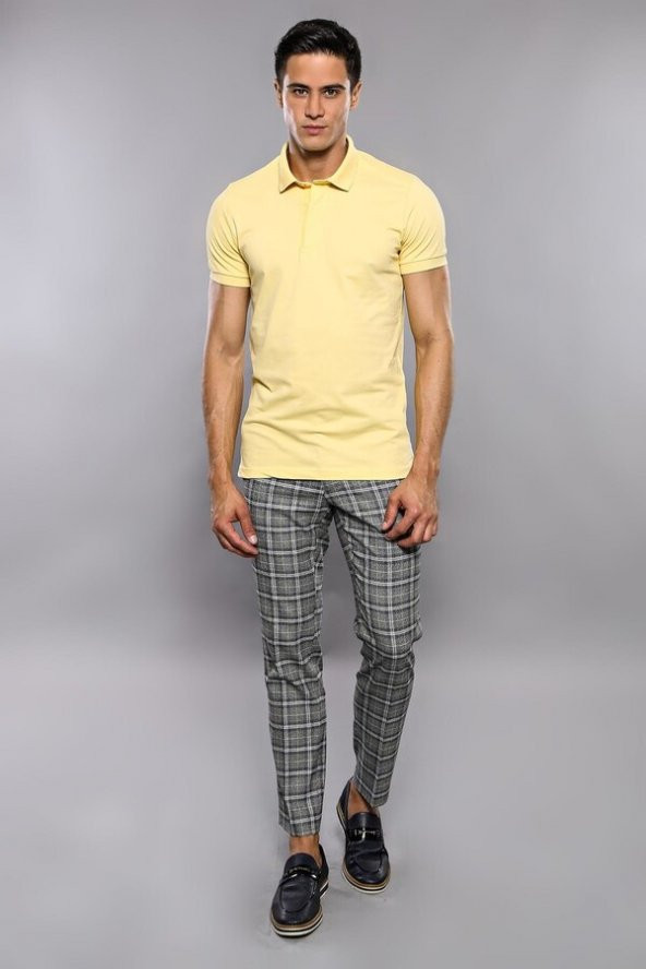Polo Yaka Düz Sarı T-shirt  Wessi - 5