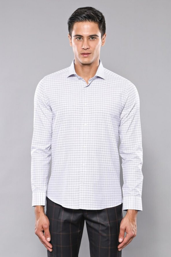 Ekose Desen Mavi Uzun Kollu Gömlek Wessi - 7