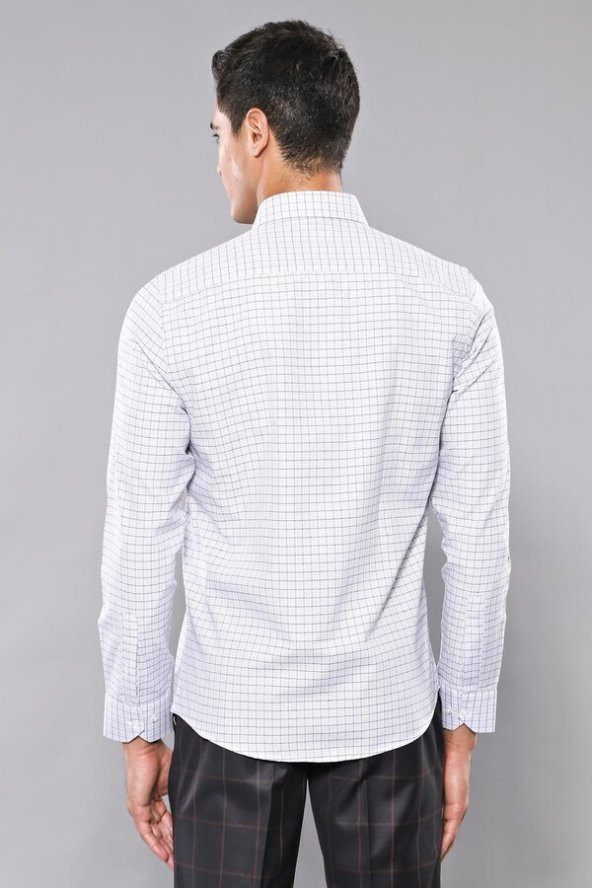 Ekose Desen Mavi Uzun Kollu Gömlek Wessi - 9