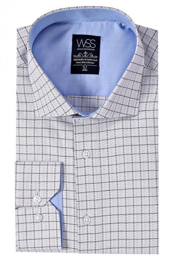 Ekose Desen Mavi Uzun Kollu Gömlek Wessi - 10