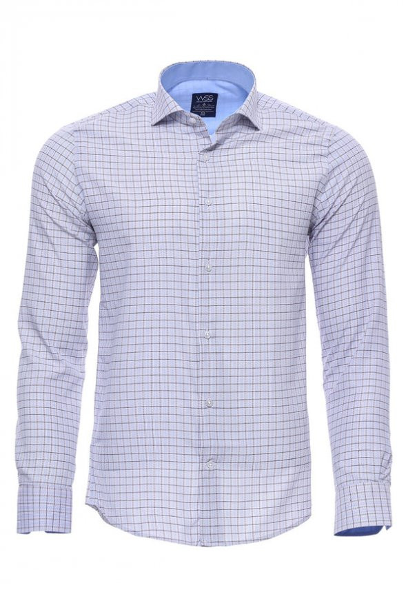 Ekose Desen Mavi Uzun Kollu Gömlek Wessi