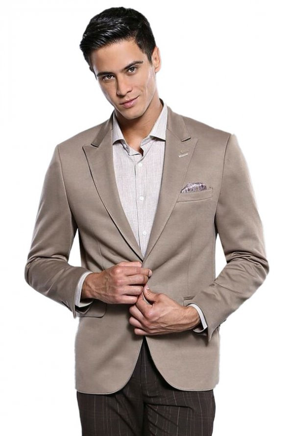 Penye Bej Slim Fit Ceket  Wessi