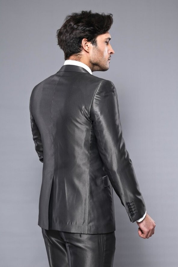 Parlak Füme Slim Fit Takım Elbise  Wessi - 6