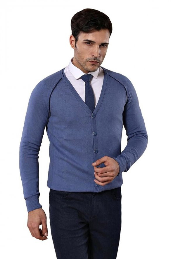 Mavi Pamuk Hırka  Wessi - 6
