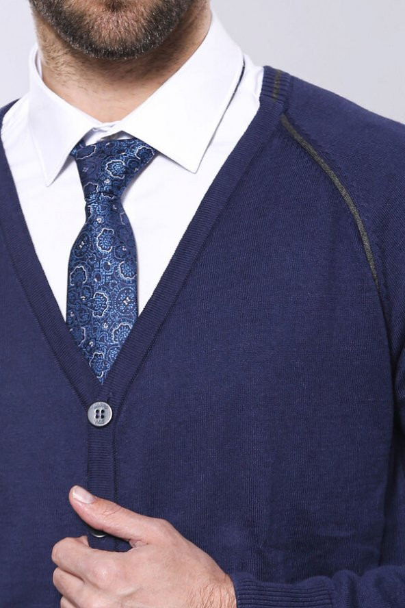 Lacivert Pamuk Hırka - 3