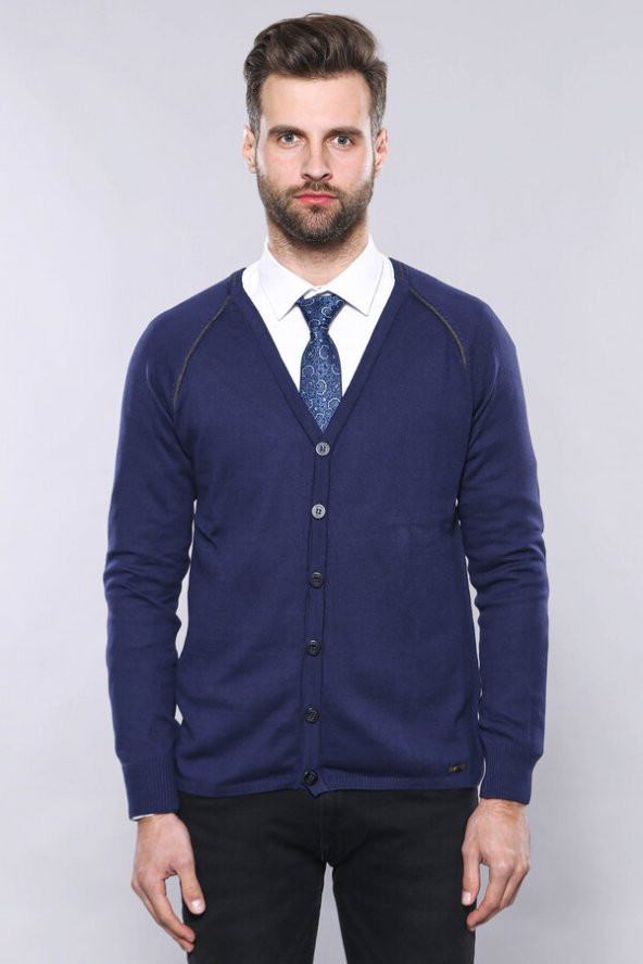 Lacivert Pamuk Hırka - 4