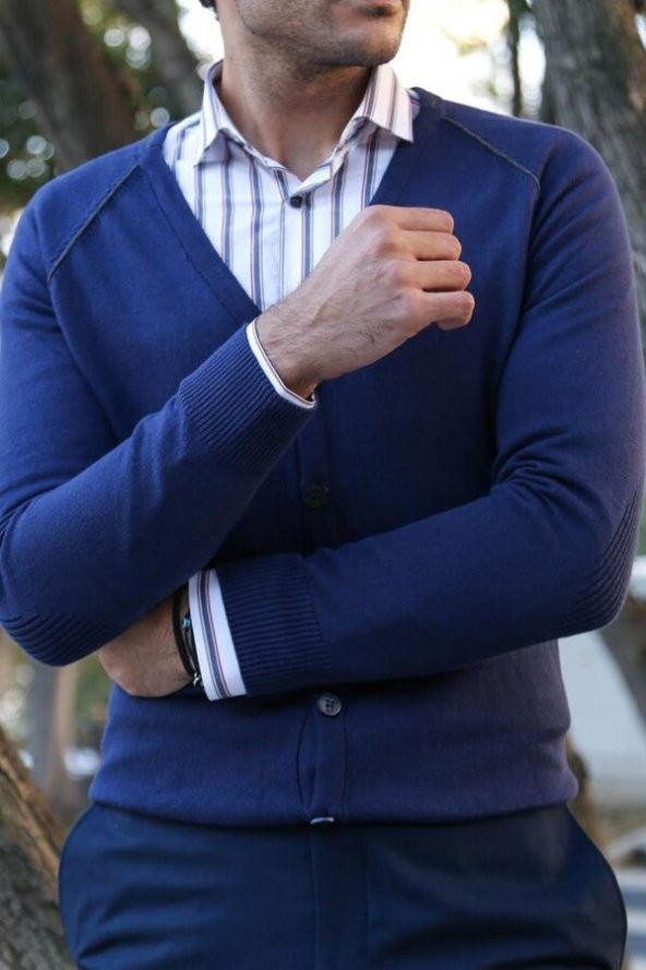 Lacivert Pamuk Hırka - 7