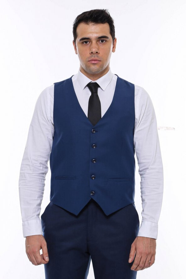Lacivert Slimfit Düz Yelek - 3