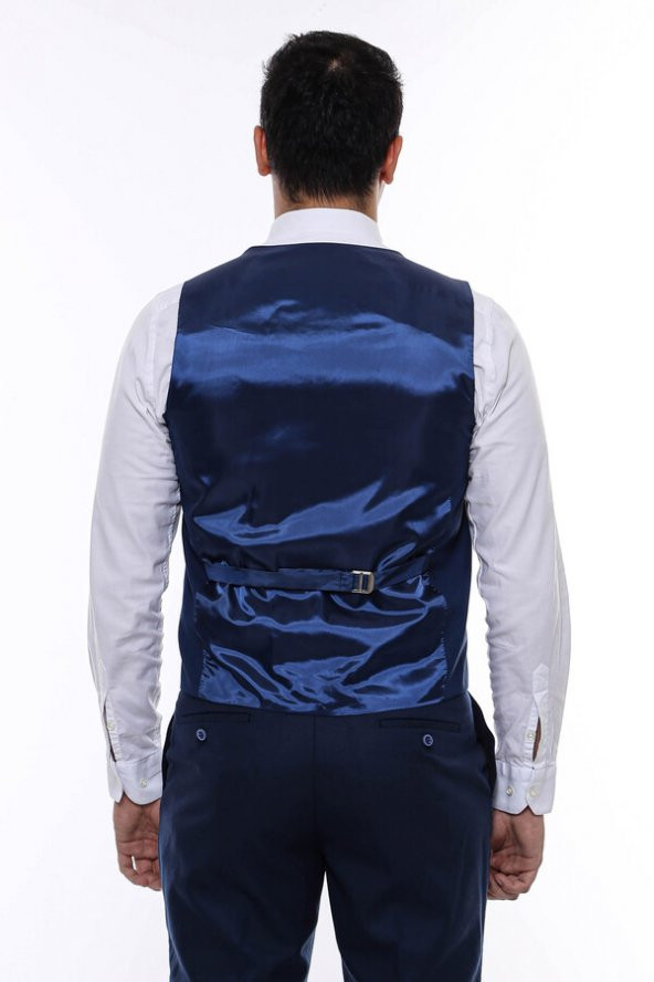 Lacivert Slimfit Düz Yelek - 5