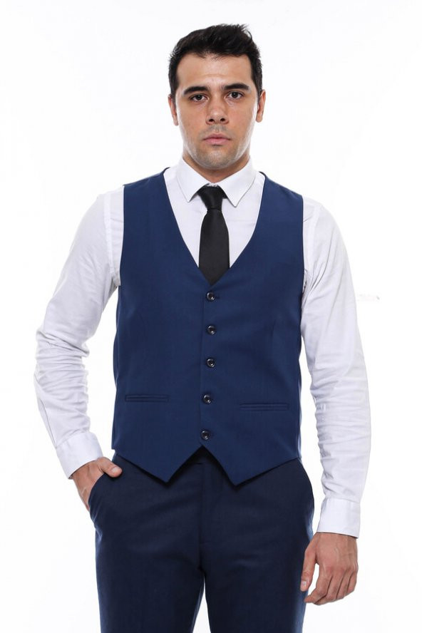 Lacivert Slimfit Düz Yelek - 6
