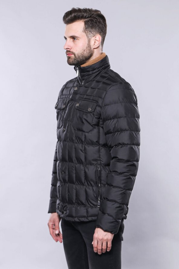 Kapitone Kışlık Siyah Erkek Mont - 4