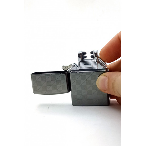 Antrasit Kare Şarjlı Çakmak