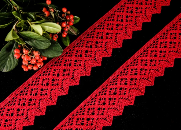 ALKA DANTEL PAMUK KOPANAKİ 10 METRE 404K PAMUK BORDO - Resim 2