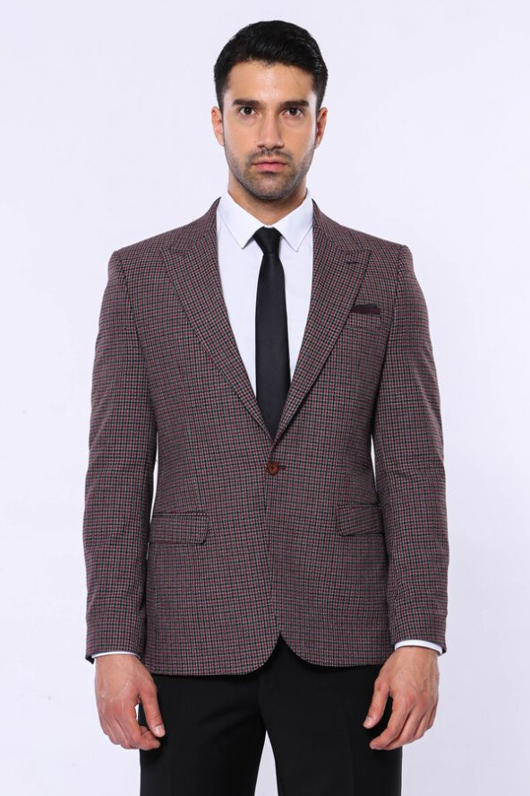 Pöti Kare Slim Fit Tek Düğme Siyah Erkek Ceket - 2