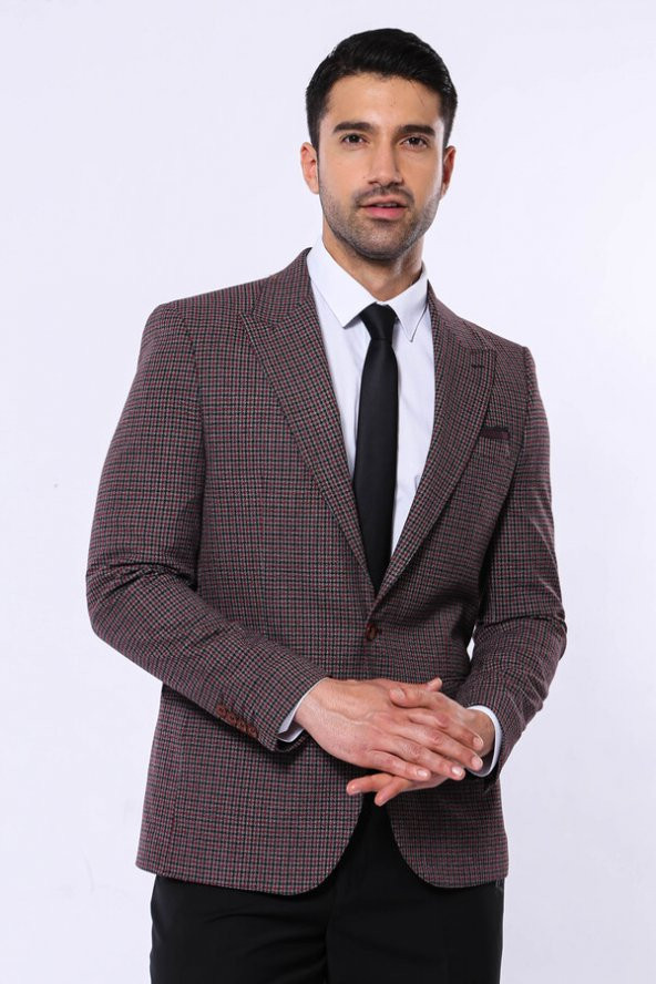 Pöti Kare Slim Fit Tek Düğme Siyah Erkek Ceket - 4