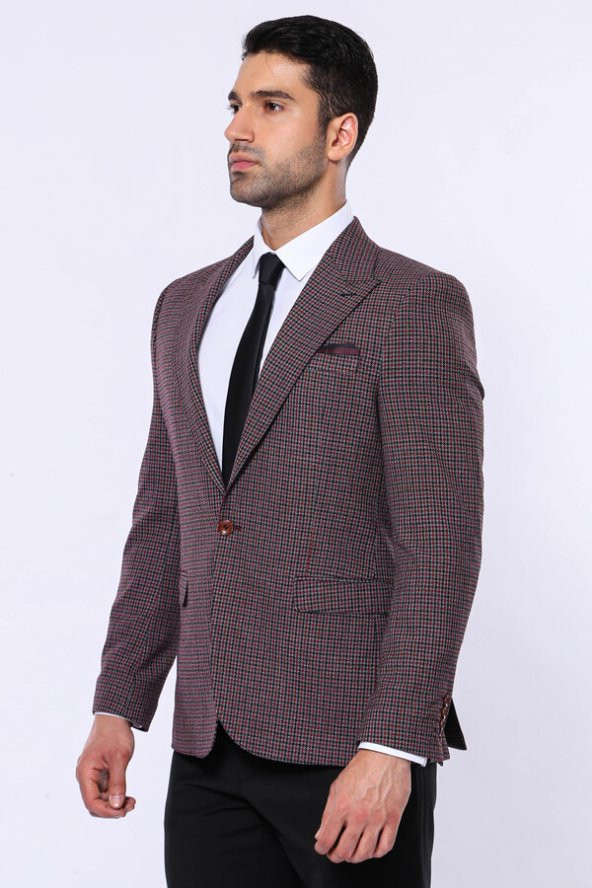Pöti Kare Slim Fit Tek Düğme Siyah Erkek Ceket - 6