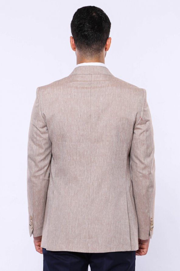 Slim-Fit Sivri Yaka Açık Kahve Spor Ceket - 8