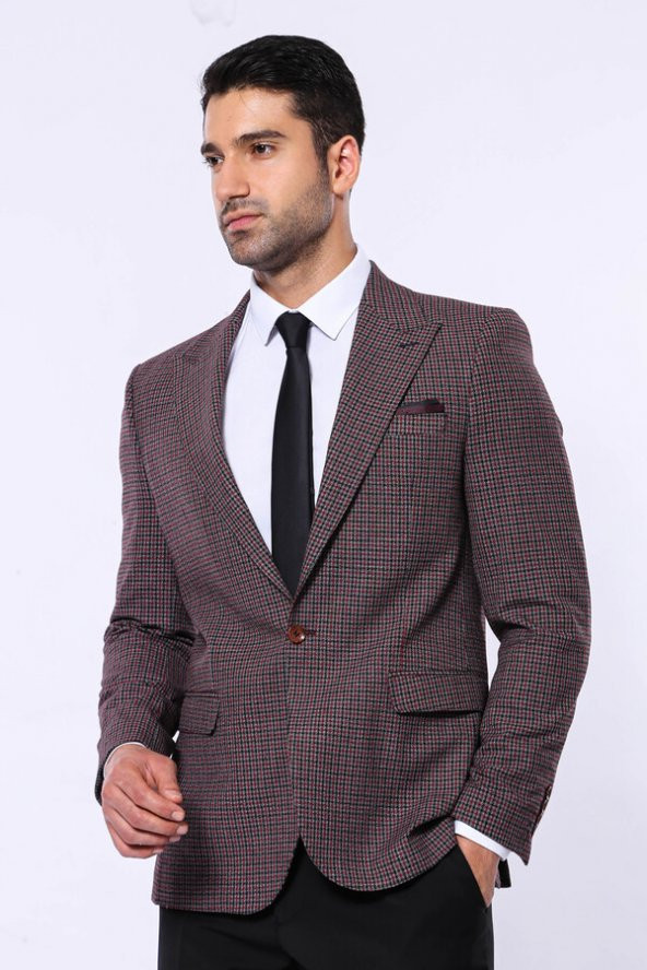 Pöti Kare Slim Fit Tek Düğme Siyah Erkek Ceket - 7