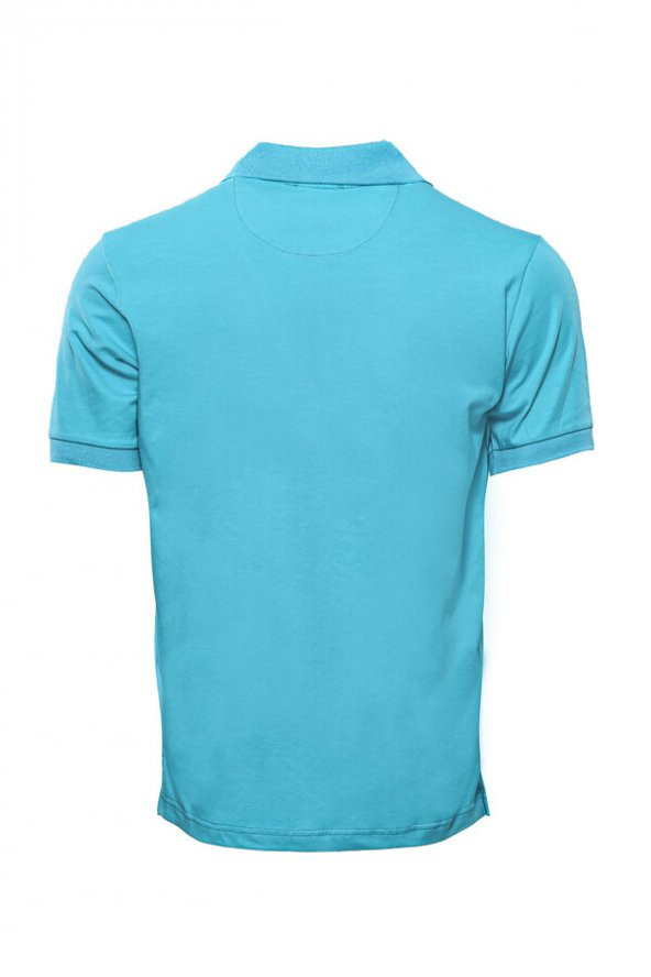 Polo Yaka Düz Mavi T-shirt  Wessi - 2