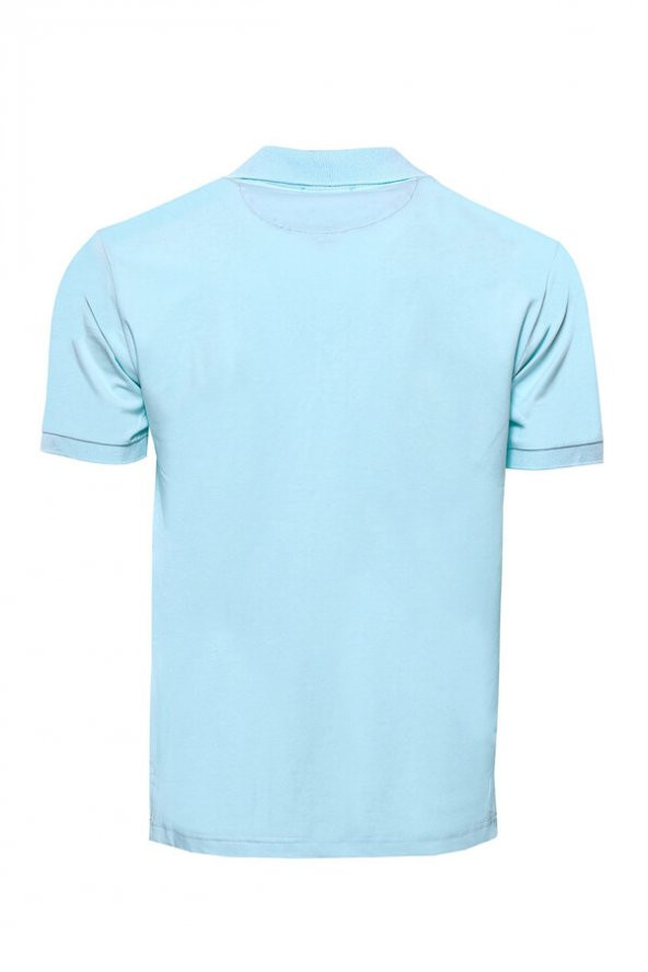 Polo Yaka Düz Açık Mavi T-shirt  Wessi - 2