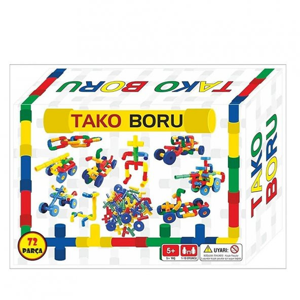 Tako Boru Tekerlekli Boru Yapı Blokları Oyuncağı 72 Parça