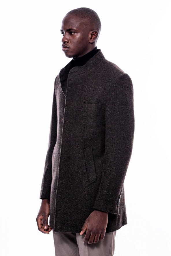 Hakim Yaka Kahverengi Kısa Palto - 5