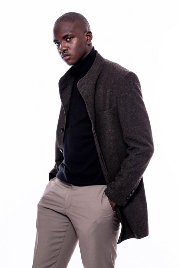 Hakim Yaka Kahverengi Kısa Palto - 9