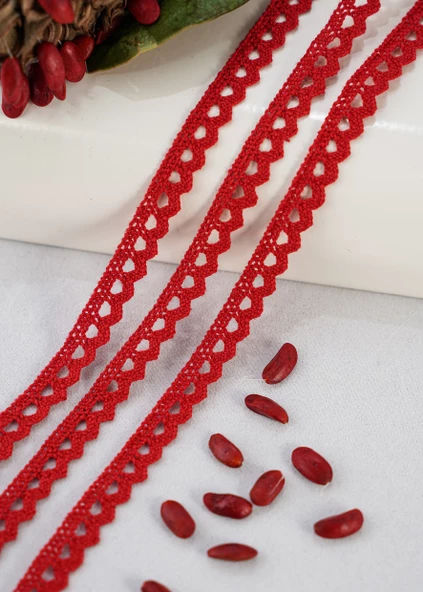 ALKA DANTEL PAMUK KOPANAKİ 10 METRE 636 PAMUK KIRMIZI - 2