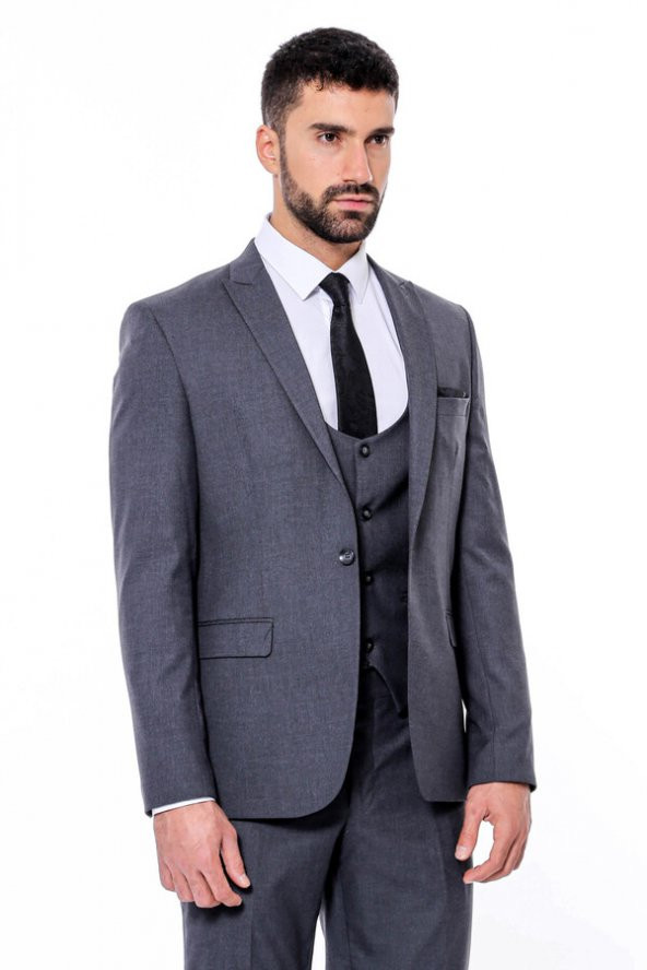 Desensiz Slim Fit Antrasit Erkek Takım Elbise - 2