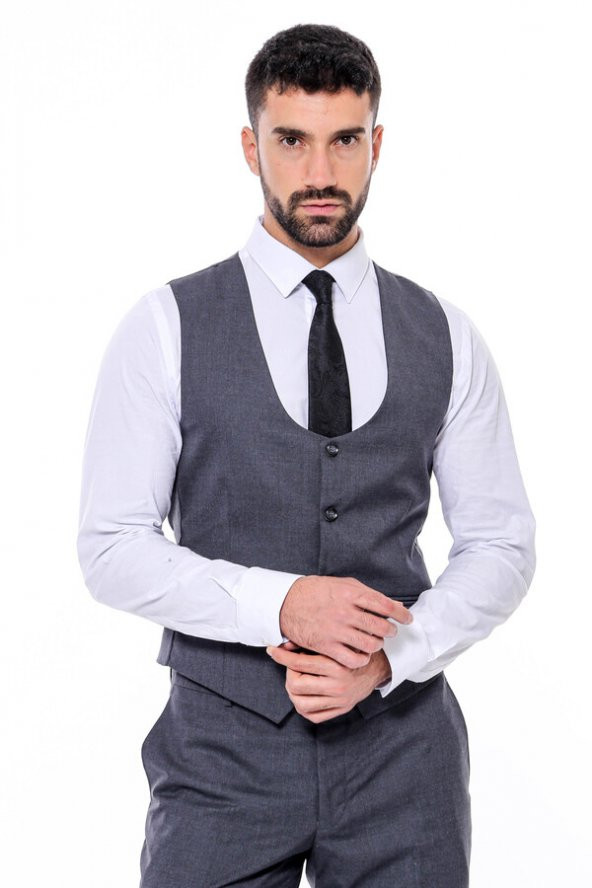 Desensiz Slim Fit Antrasit Erkek Takım Elbise - 3