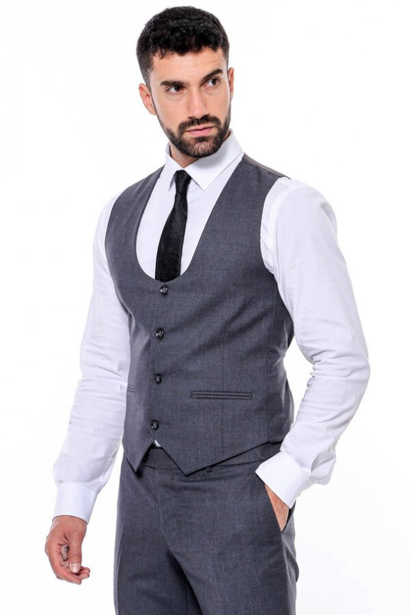 Desensiz Slim Fit Antrasit Erkek Takım Elbise - 4