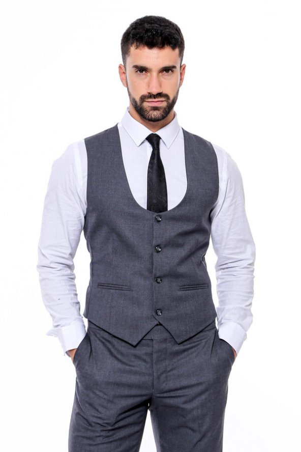 Desensiz Slim Fit Antrasit Erkek Takım Elbise - 5