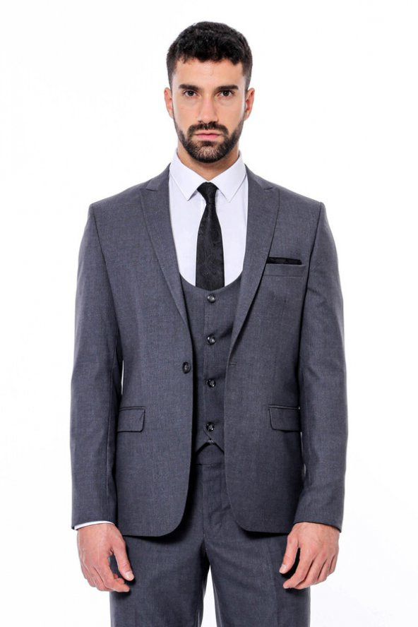 Desensiz Slim Fit Antrasit Erkek Takım Elbise - 6