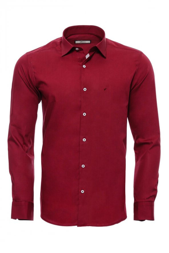 Desensiz Slim Fit Bordo Kırmızı Erkek Gömlek