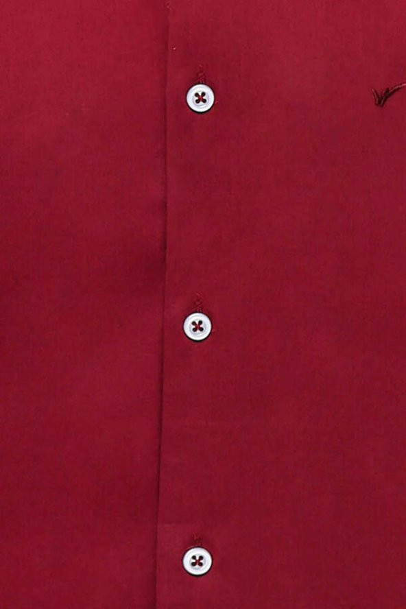 Desensiz Slim Fit Bordo Kırmızı Erkek Gömlek - 2