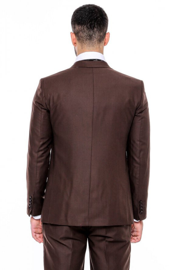 Desensiz Slim Fit Kahverengi Erkek Takım Elbise - 7