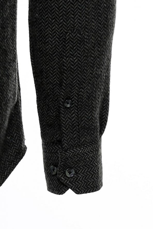 Balıksırtı Desen Kışlık Koyu Yeşil Erkek Oduncu Gömlek - 4