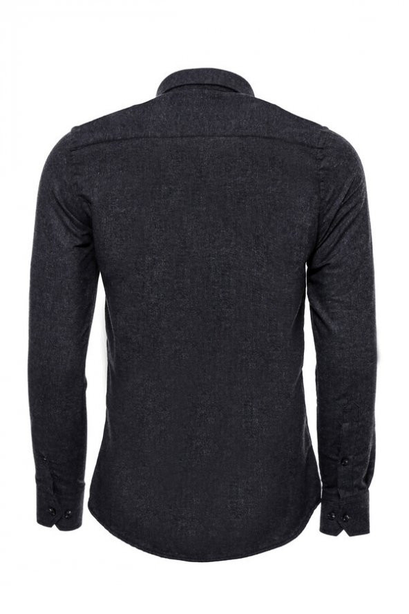 Desensiz Slim Fit Oduncu Koyu Gri Erkek Gömlek - 3