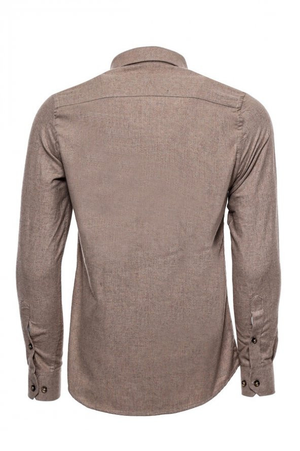 Desensiz Slimfit Bej Erkek Oduncu Gömlek - 4