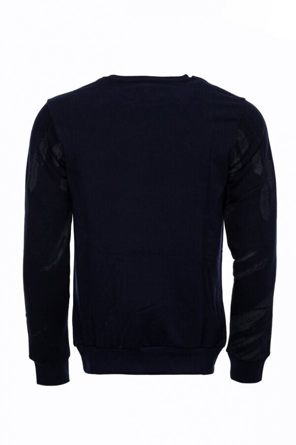 Lacivert Taşlı Desenli Sweatshirt - 3