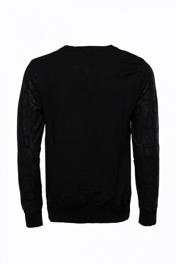 Siyah Taşlı Baskılı Sweatshirt - 6