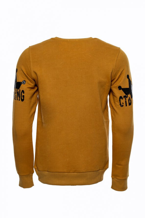 Hardal Taşlı Baskılı Bsiklet Yaka Sweatshirt - 3