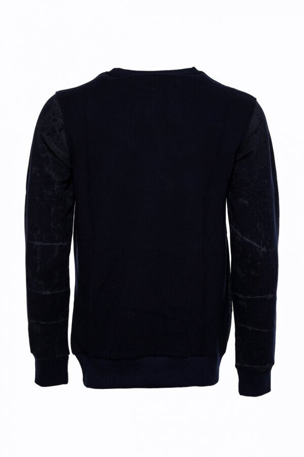 Lacivert Taşlı Desenli Sweatshirt - 4