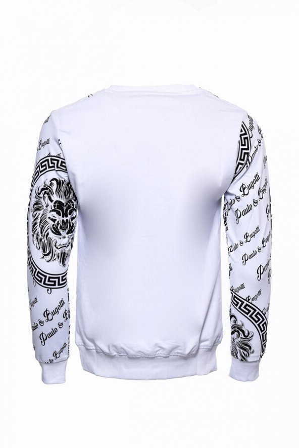 Beyaz Baskılı Taşlı Sweatshirt - 9
