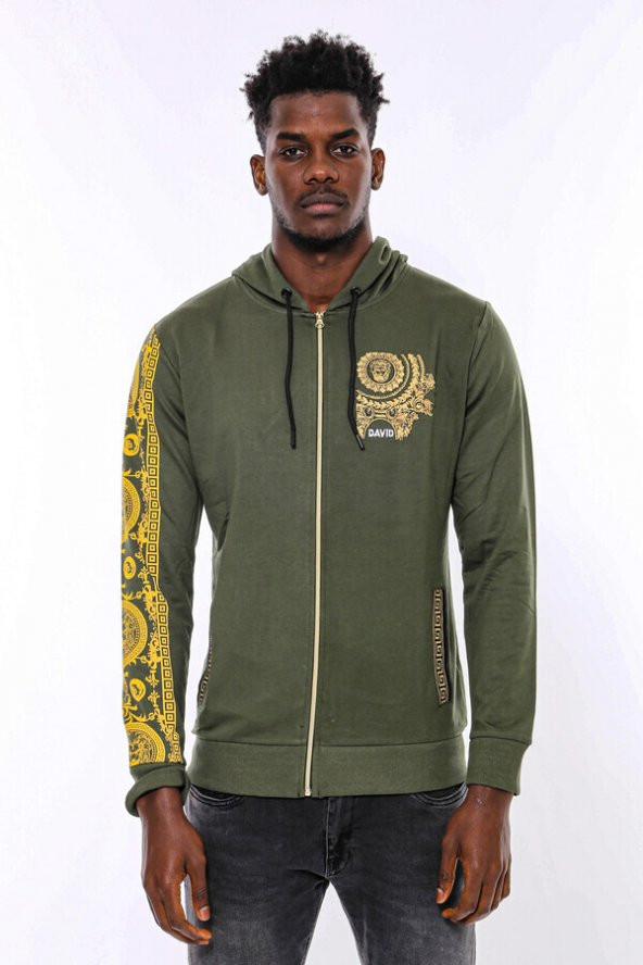 Yeşil Kapşonlu Baskılı Sweatshirt - 3