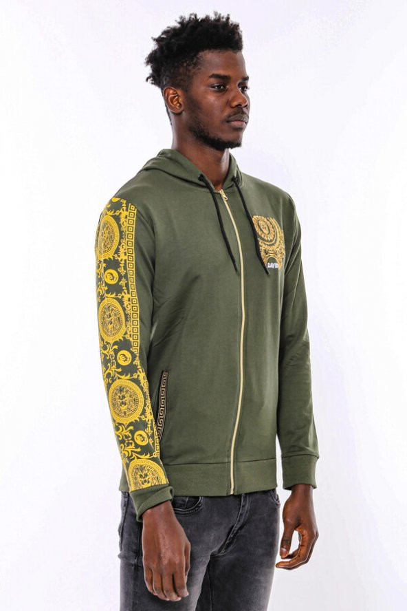Yeşil Kapşonlu Baskılı Sweatshirt - 4