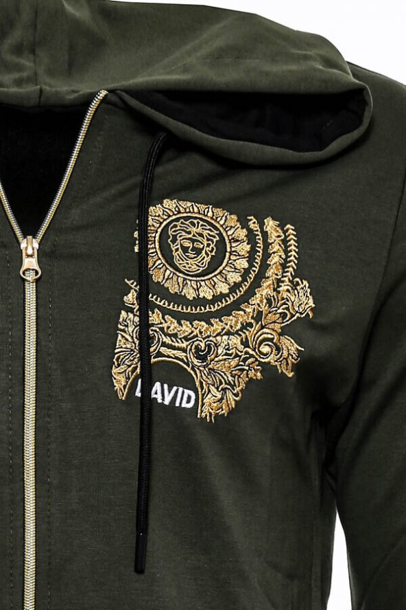 Yeşil Kapşonlu Baskılı Sweatshirt - 10