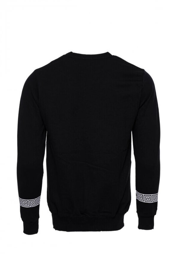 Siyah Taşlı Desenli Sweatshirt - 3