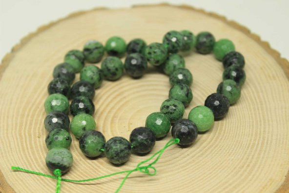 Anyolit (Rubizoit – Rubyzoisit) Taşı Faset Kesim 10mm/adet - Resim 2